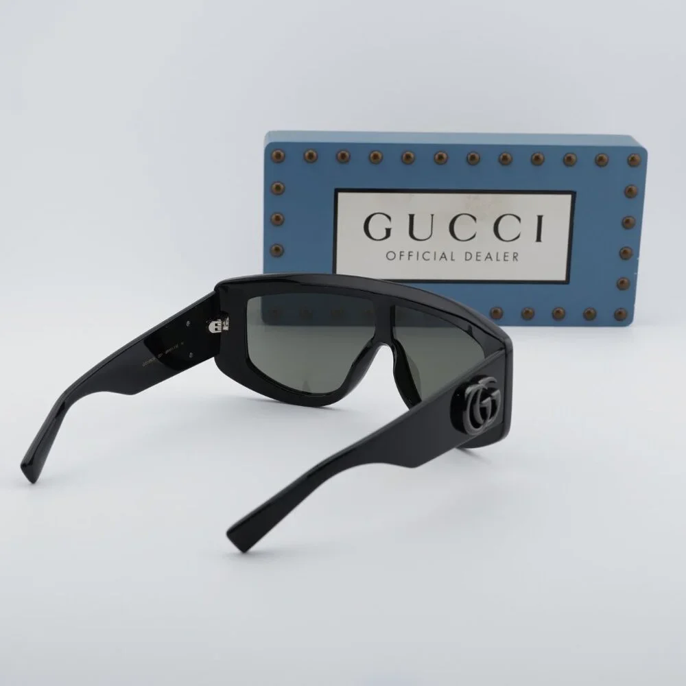 Gucci GG1950S 001 Shield Sunglasses - Shiny Black/Grey